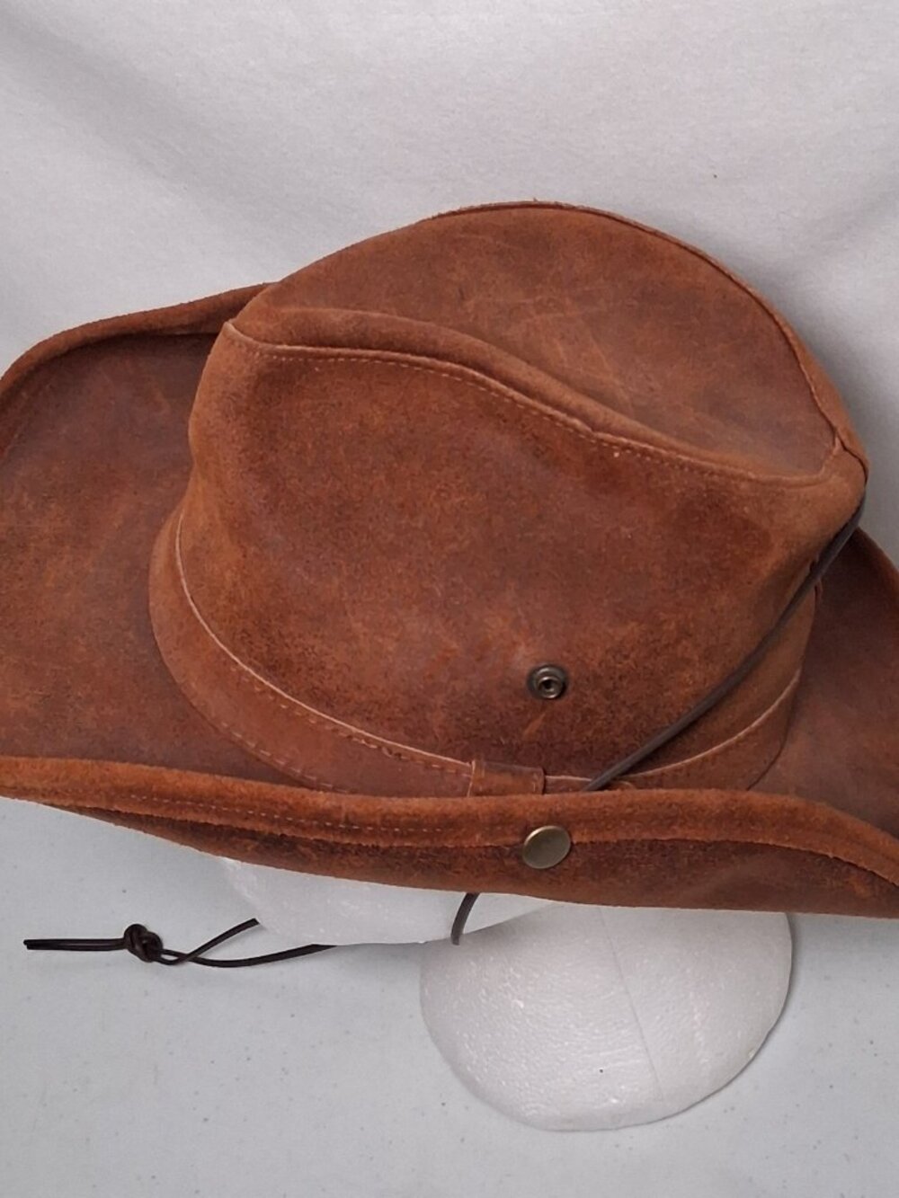 Minnetonka The Aussie Hat Small Brown Leather Outback Snap Boho Western Ranch - Picture 9 of 16
